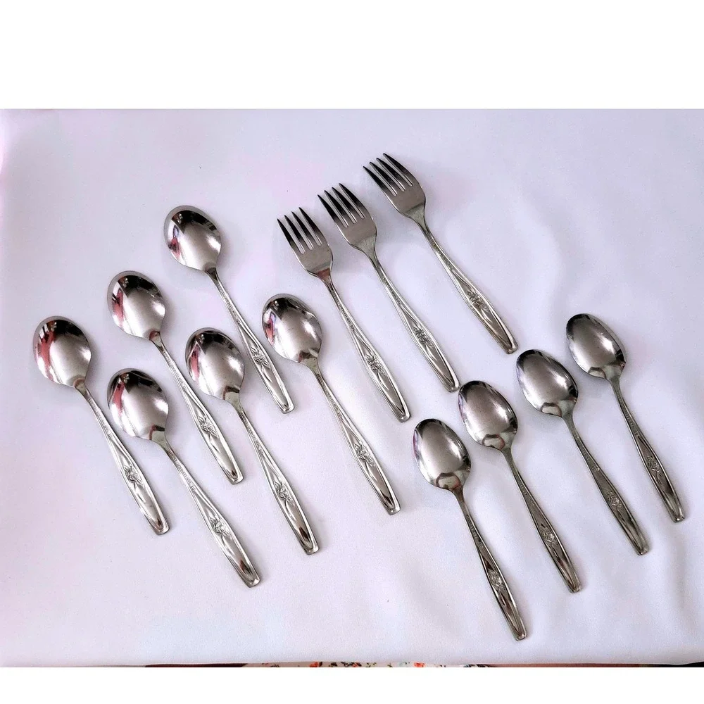 Luxury International Silver Random Rose Stainless Flatware 13pc USA Mixed Lot